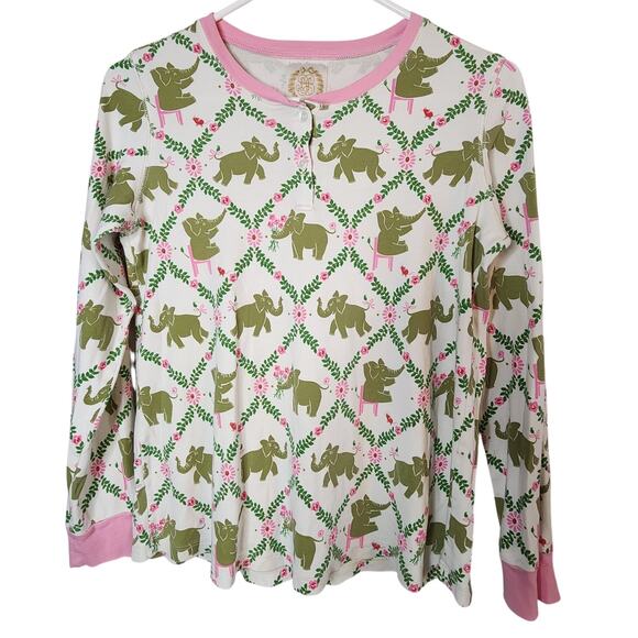 The Beaufort Bonnet Company Other - THE BEAUFORT BONNET COMPANY PAJAMA SET WOMENS SMALL PIMA PINK/GRN ELEPHANT PRINT